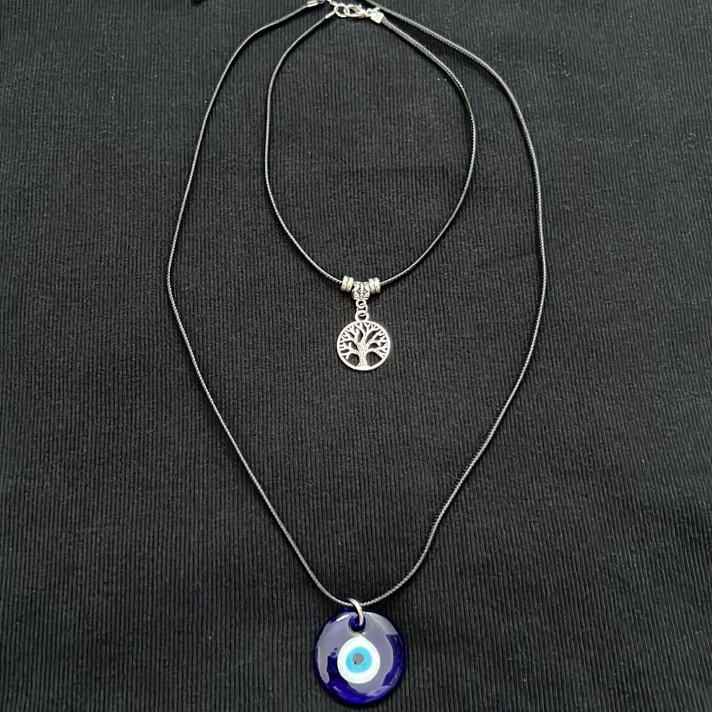 Evil Eye Layered Pendant Necklace
